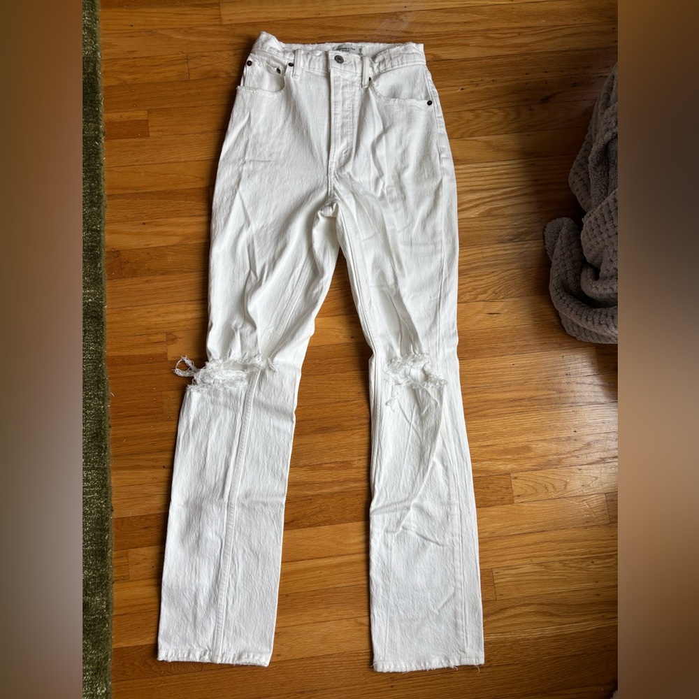 Abercrombie and fitch curve love high rise white jeans